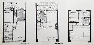 Rue Sergent Sorensen 54, Ganshoren, plans terriers (<i>La Maison</i>, 1, 1962, p. 25)