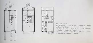 Rue de la Sérénade 14, Molenbeek-Saint-Jean, plans terriers (<i>La Maison</i>, 1, 1963, p. 23)