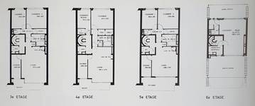 Karreveldlaan 39, Sint-Jans-Molenbeek, grondplan bovenste niveaus (<i>La Maison</i>, 1, 1963, p. 194)