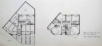 Boulevard Louis Mettewie 38, Molenbeek-Saint-Jean, plans terriers (<i>La Maison</i>, 1, 1962, p. 27)