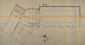 Forumlaan 4, Laken, Jan-Van-Ruusbroeckollege, sportzaal, grondplan van het half ingegraven niveau, SAB/OW 84556 (1968)