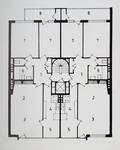 Boulevard Émile Bockstael 16-18, Laeken, plan d'un étage type (<i>La Maison</i>, 1, 1963, p. 27)