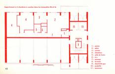 Europark, Antwerpen Linkeroever, gebouwen 4B en 4C, tweeslaapkamerappartement (<i>Habiter</i>, 64-65, 1975, p. 62)